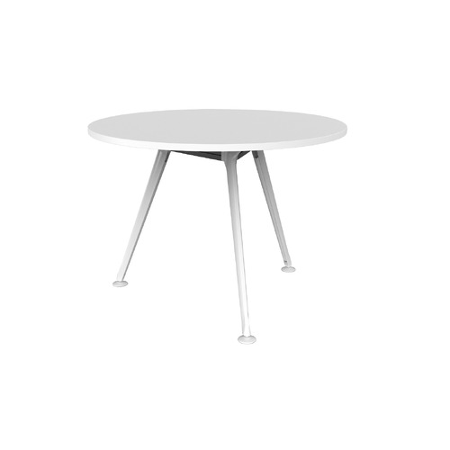 Team Meeting Table 900 Dia White On Polished Alloy