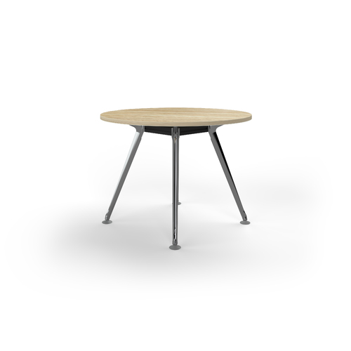 Team Meeting Table 1050 Dia New Oak On Polished Alloy