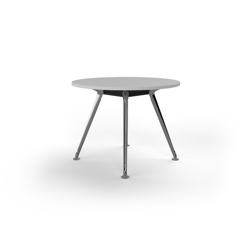 Team Meeting Table 1050 Dia White On Polished Alloy