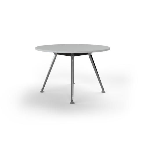 Team Meeting Table 1200 Dia White On Polished Alloy