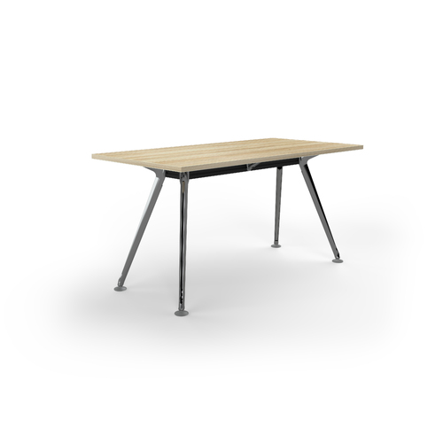 Team Meeting Table 1500 X 750 New Oak On Polished Alloy