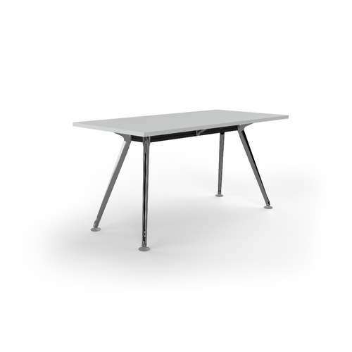 Team Meeting Table 1500 X 750 White On Polished Alloy