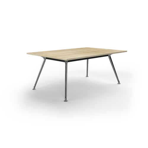 Team Meeting Table 1800 X 1200 New Oak On Polished Alloy