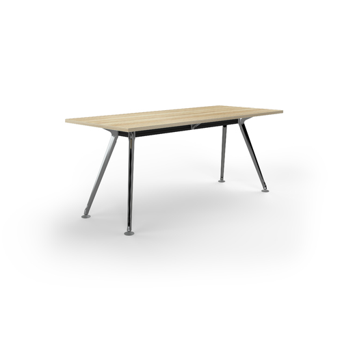 Team Meeting Table 1800 X 750 New Oak On Polished Alloy