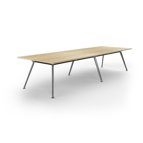 Team Meeting Table 3600 X 1200 New Oak On Polished Alloy