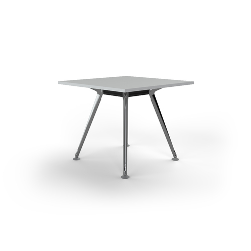 Team Meeting Table 900 Square White On Polished Alloy