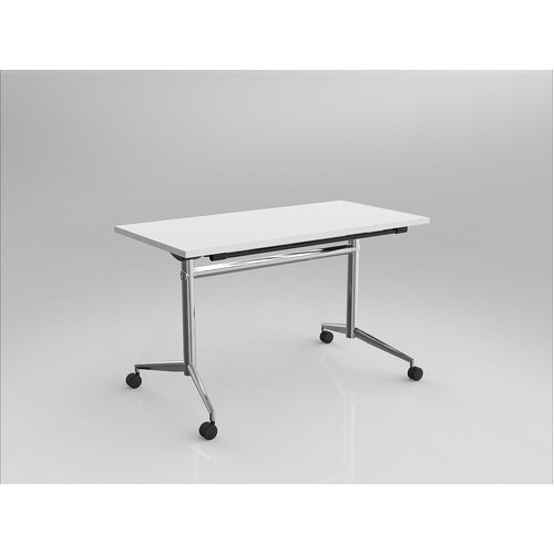 Uniflip Mobile Table 1200 X 600 White On Chrome