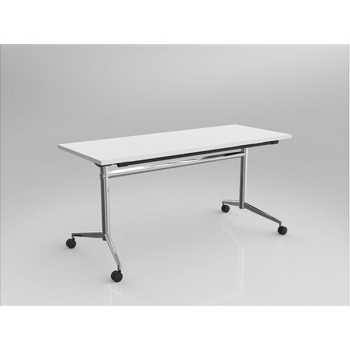 Uniflip Mobile Table 1500 X 600 White On Chrome