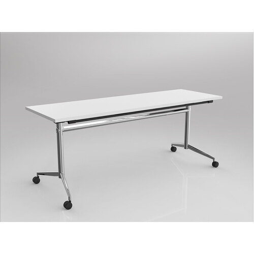 Uniflip Mobile Table 1800 X 600 White On Chrome